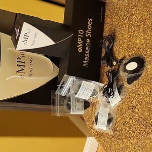 eMP10 Portable Tens EMS Pulse Massage Therapy Unit, Pads & Free Massage Shoes